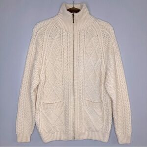 Carraig Donn Merino Wool Zip Sweater-Cream/Ivory-Womens S-Hand Knit-Ireland-Cozy